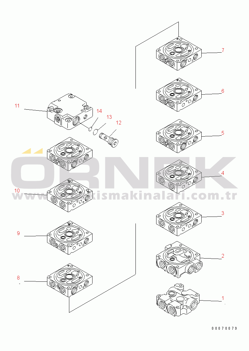 Komatsu PC30MR-3 S/N 30001-32724 (Canopy Spec.) MAIN VALVE (9-VALVE) (1/12)(#30001-)