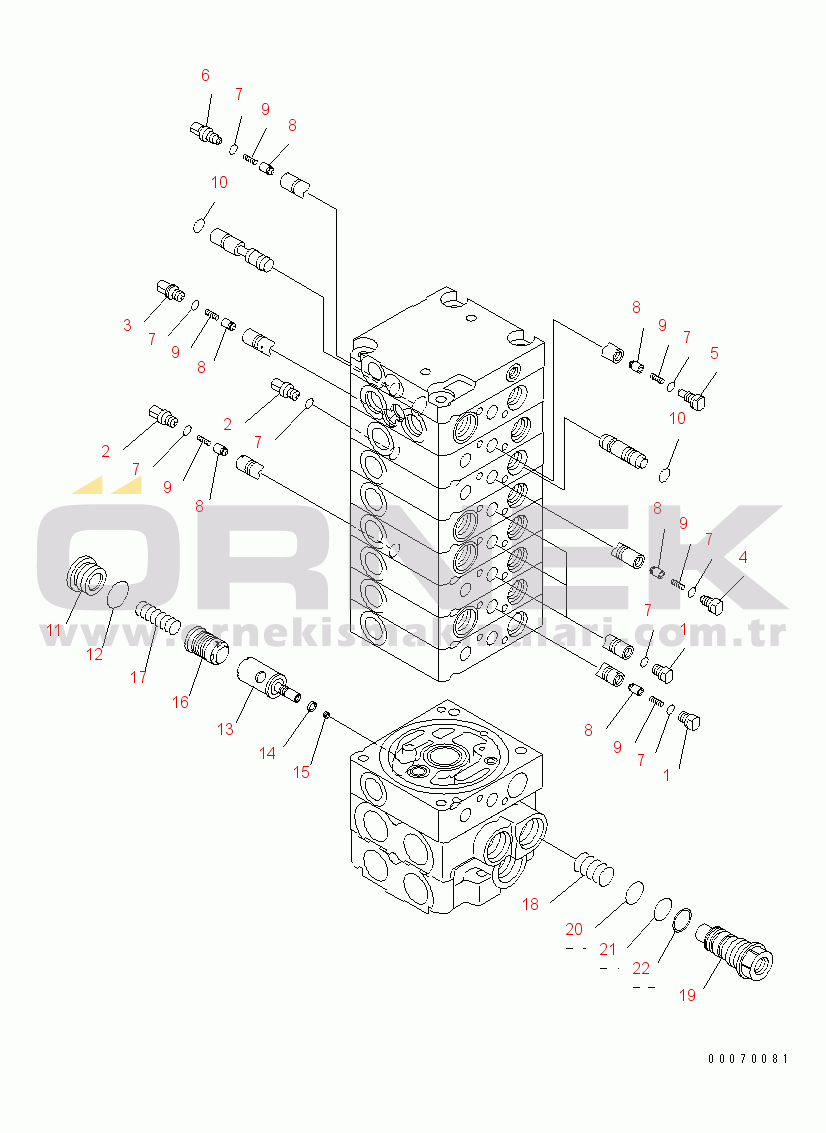 Komatsu PC30MR-3 S/N 30001-32724 (Canopy Spec.) MAIN VALVE (9-VALVE) (5/12)(#30001-)