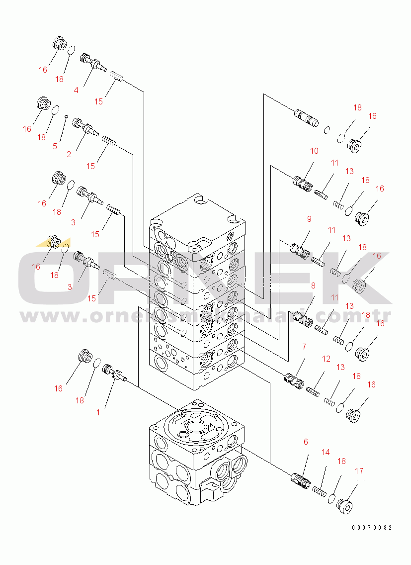 Komatsu PC30MR-3 S/N 30001-32724 (Canopy Spec.) MAIN VALVE (9-VALVE) (6/12)(#30001-)