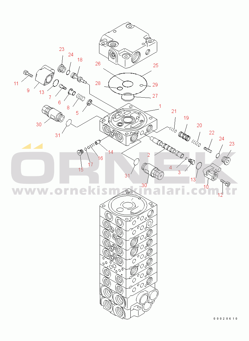 Komatsu PC30MR-3 S/N 30001-32724 (Canopy Spec.) SERVICE VALVE(#30001-)
