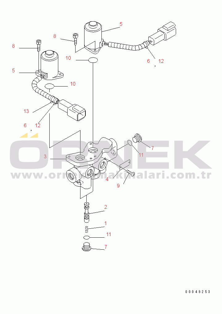 Komatsu PC30MR-3 S/N 30001-32724 (Canopy Spec.) E.P.C. VALVE (INNER PARTS)(#30001-)