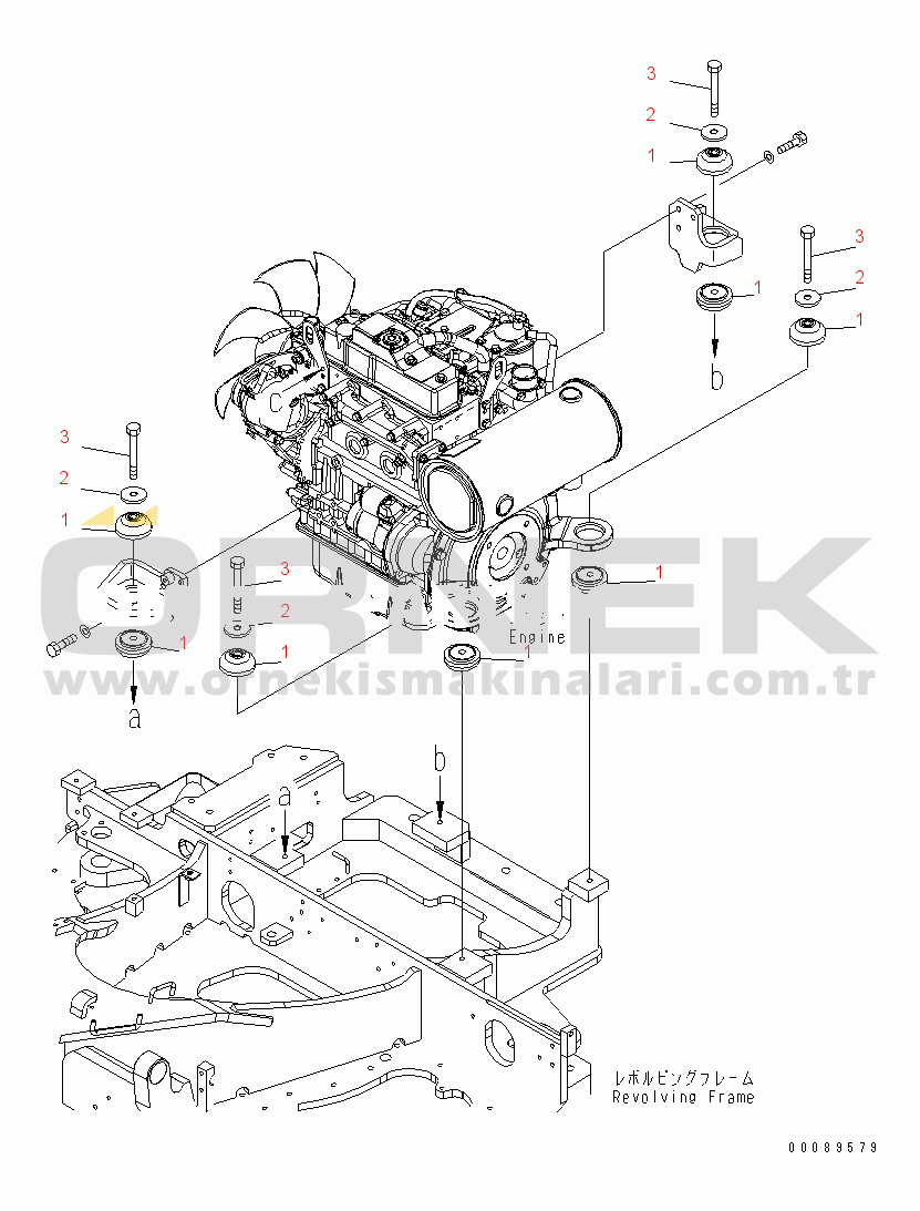 Komatsu PC30MR-3 S/N 30001-32724 (Cab Stan.) ENGINE MOUNTING PARTS(#32501-)