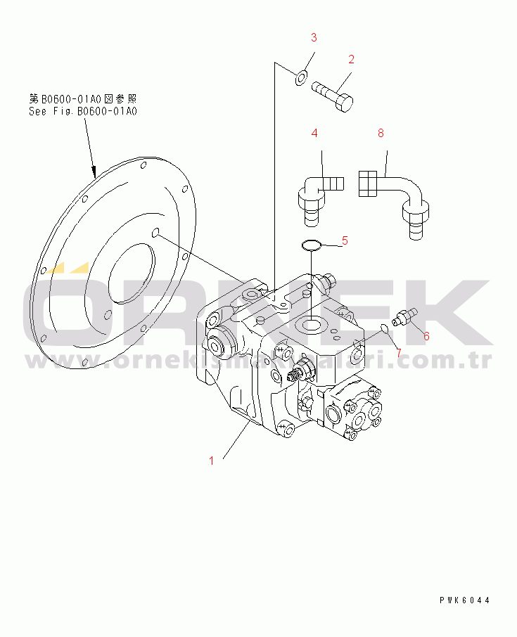 Komatsu PC30R-8 S/N 10001-UP MAIN PUMP (MOUNT AND CONNECTOR)