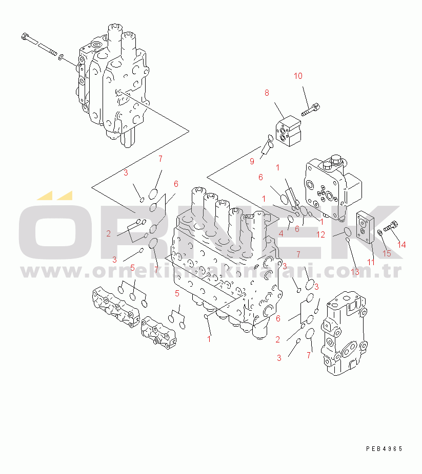 Komatsu PC340NLC-6K S/N K30001-UP MAIN VALVE (2-ACTUATOR) (2/15)