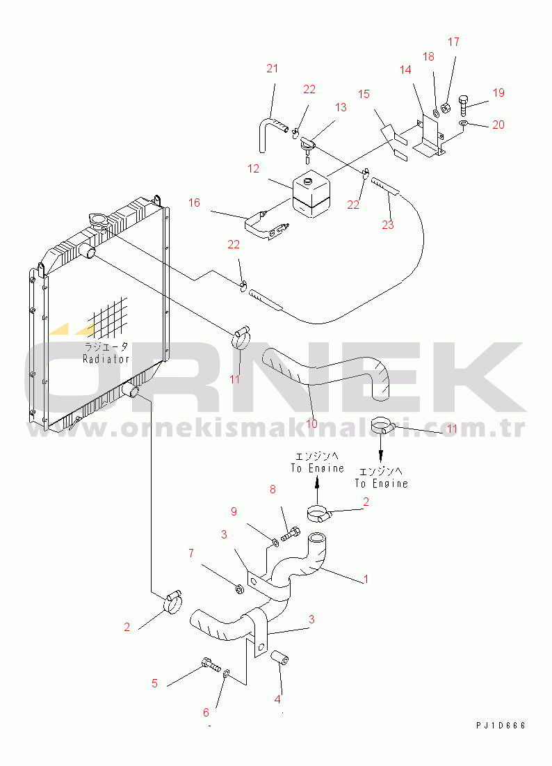 Komatsu PC350-6Z S/N 10001-UP COOLING (RADIATOR PIPING) (SAE)(#12782-)