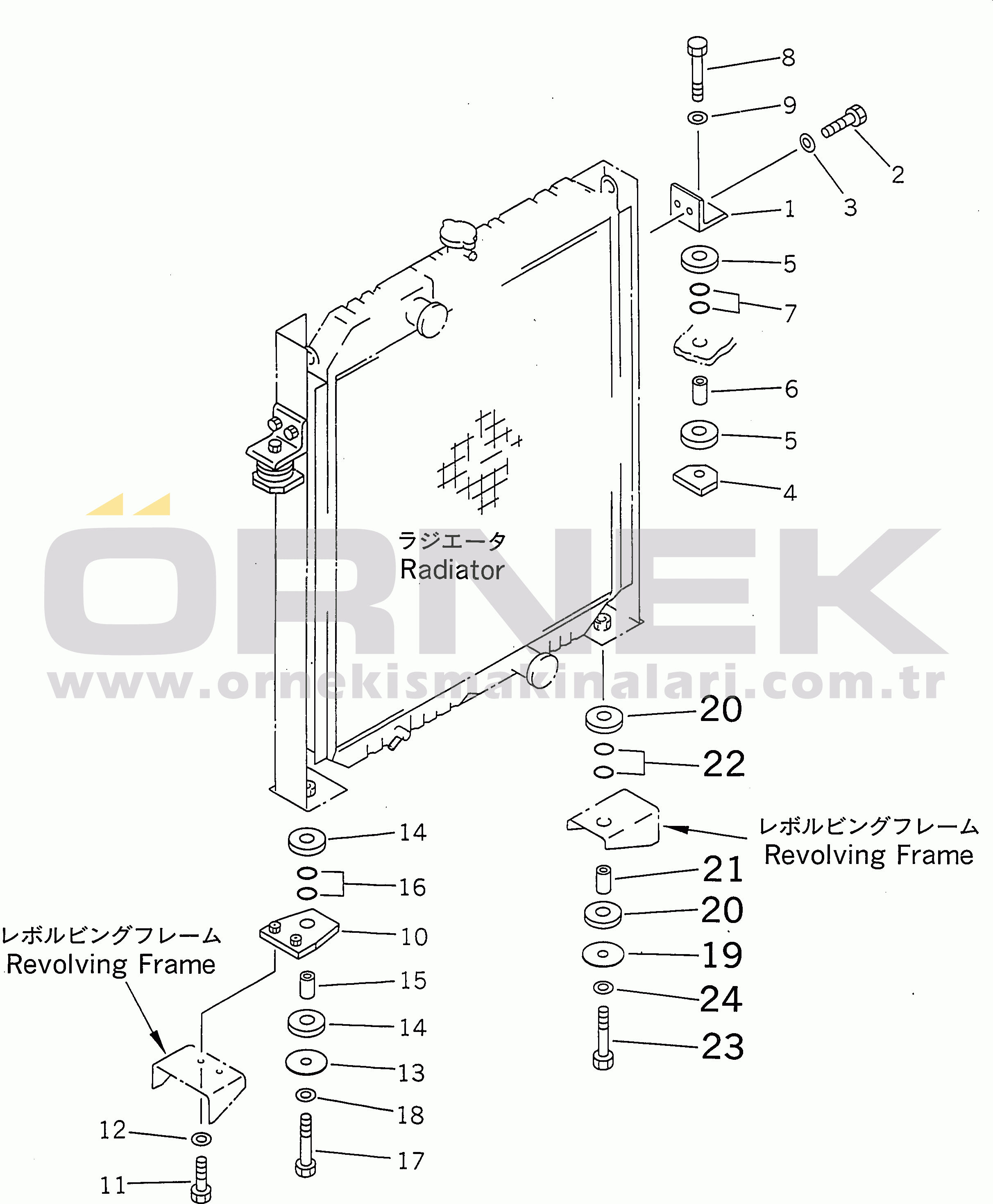 Komatsu PC350-6 S/N 10001-UP COOLING (RADIATOR MOUNTING)