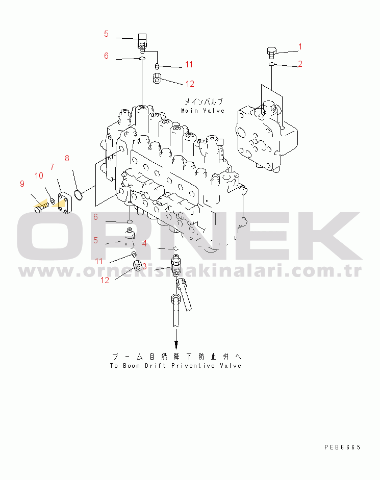 Komatsu PC350-6 S/N 10001-UP MAIN VALVE (PLUG)(#10450-11999)