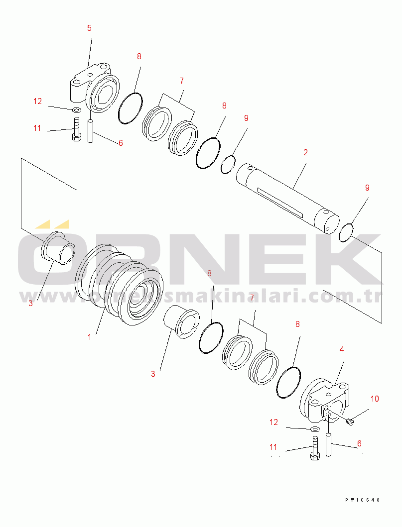 Komatsu PC350LC-7 S/N 20001-UP (Yurtdışı Versiyonu) TRACK ROLLER (DOUBLE FLANGE)(#20001-25326)