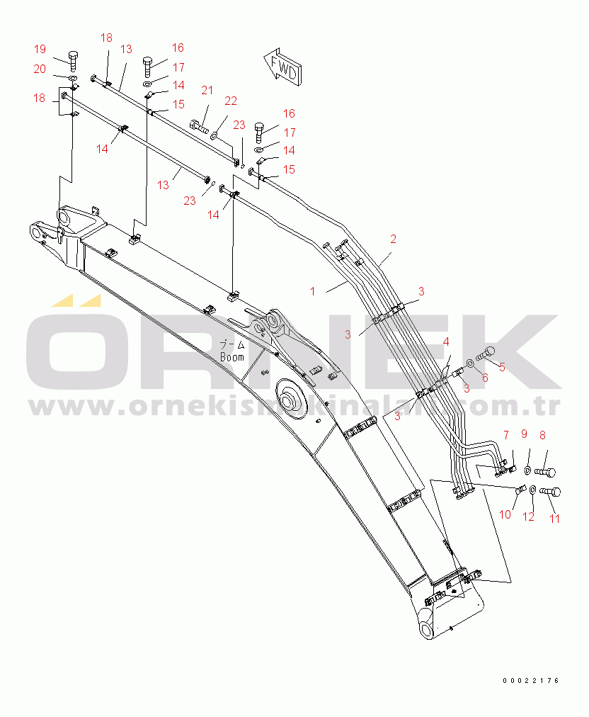 Komatsu PC350LC-7 S/N 20001-UP (Yurtdışı Versiyonu) BOOM (BUCKET CYLINDER PIPING)(#20373-)