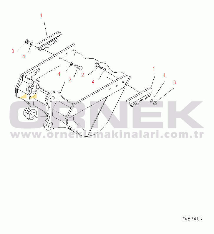 Komatsu PC350LC-7 S/N 20001-UP (Yurtdışı Versiyonu) SIDE CUTTER (FOR HEAVY DUTY BUCKET)