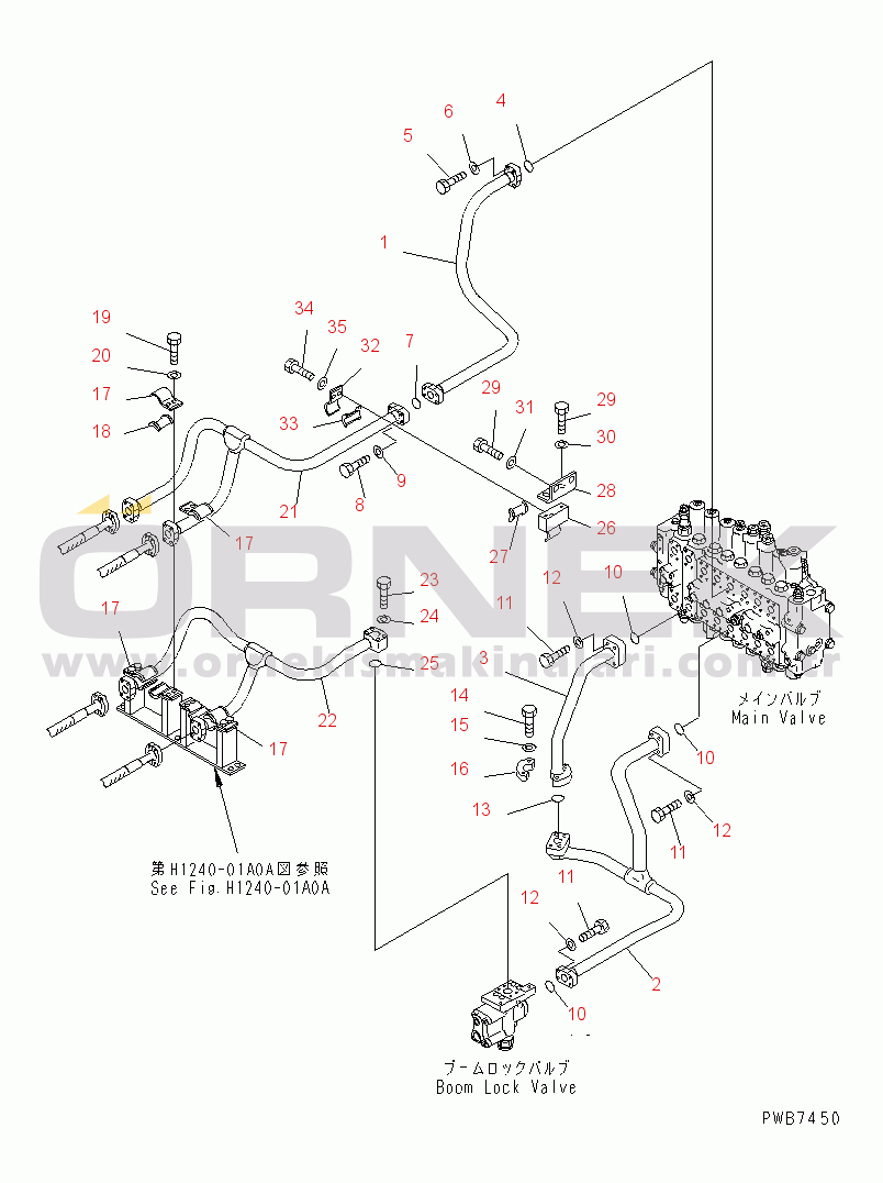 Komatsu PC350LC-6 S/N 10001-UP BOOM LINE (VALVE BOOM LINE) (WITH DRIFT PRIVENTIVE)(#10001-12283)