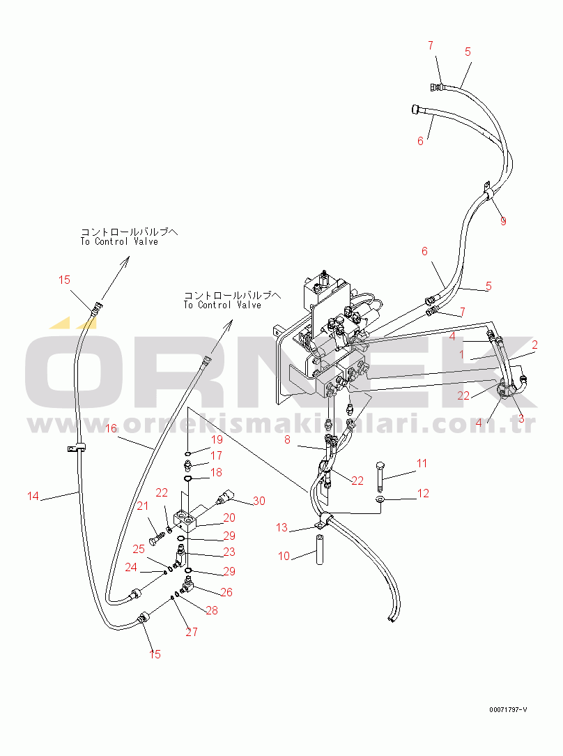 Komatsu PC350LC-8 S/N K50001-UP QUICK COUPLER LINE (PPC PIPING) (1 ACTUATOR) (#K50038-)