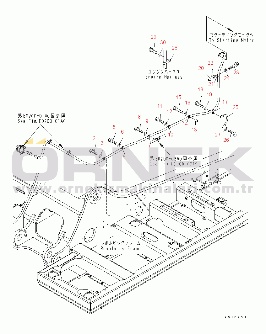 Komatsu PC350LC-7-BA S/N 20001-UP WIRING (STARTING HARNESS) (CLIP)