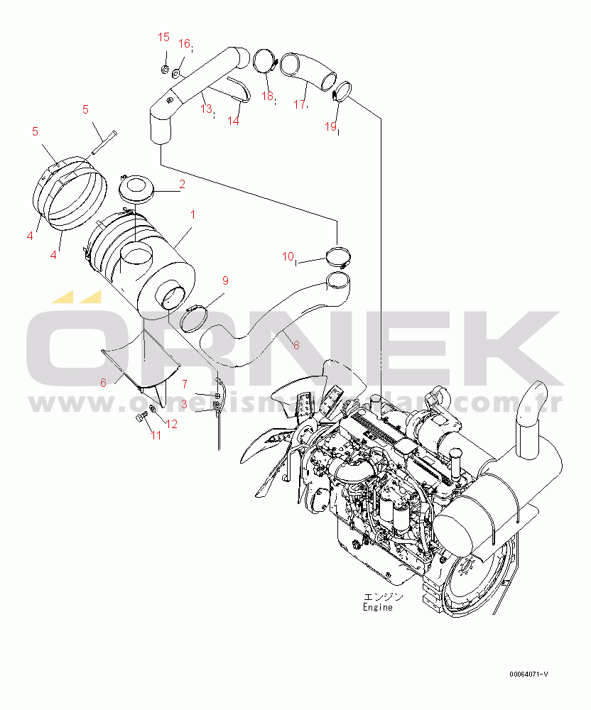 Komatsu PC350LC-8 S/N 60001-60021 AIR CLEANER CONNECTION(#60001-)