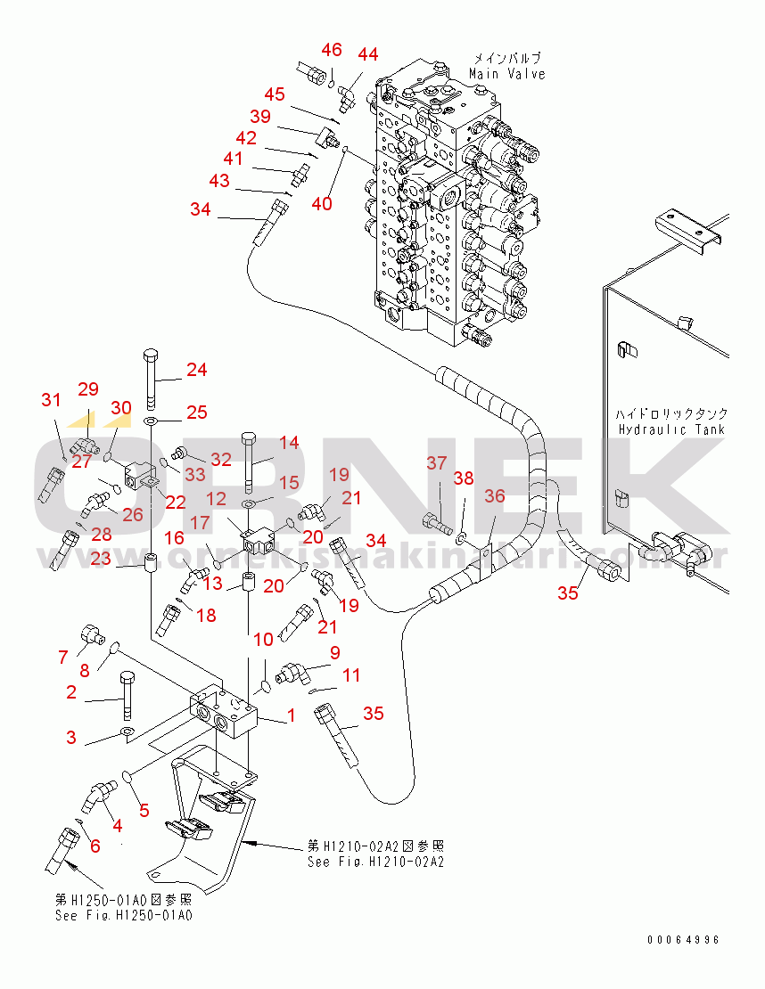 Komatsu PC350LC-8 S/N 60001-60021 BURST VALVE LINE (BOOM AND ARM) (CHASSIS SIDE)(#60001-)