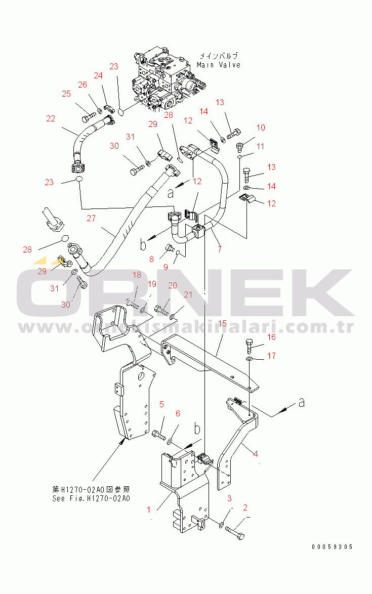 Komatsu PC350LC-8 S/N 60001-60021 ATTACHIMENT LINE (MAIN LINE¤ L.H.) (1 ACTUATOR)(#60001-)