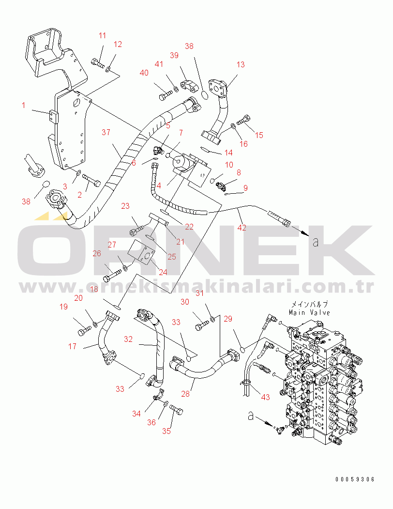 Komatsu PC350LC-8 S/N 60001-60021 ATTACHIMENT LINE (MAIN LINE¤ R.H.) (1 ACTUATOR)(#60001-)
