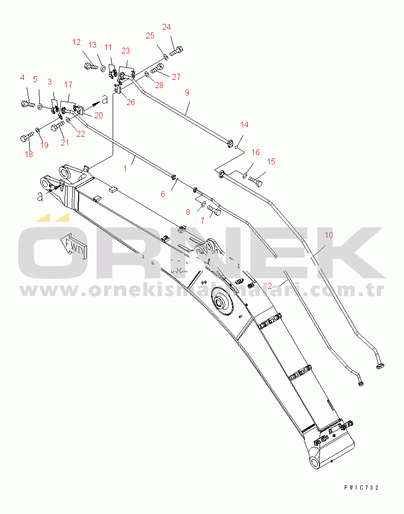 Komatsu PC350LC-8 S/N 60001-60021 BOOM (ADDITIONAL LINE) (FOR ADDITIONAL PIPING)(#60001-)