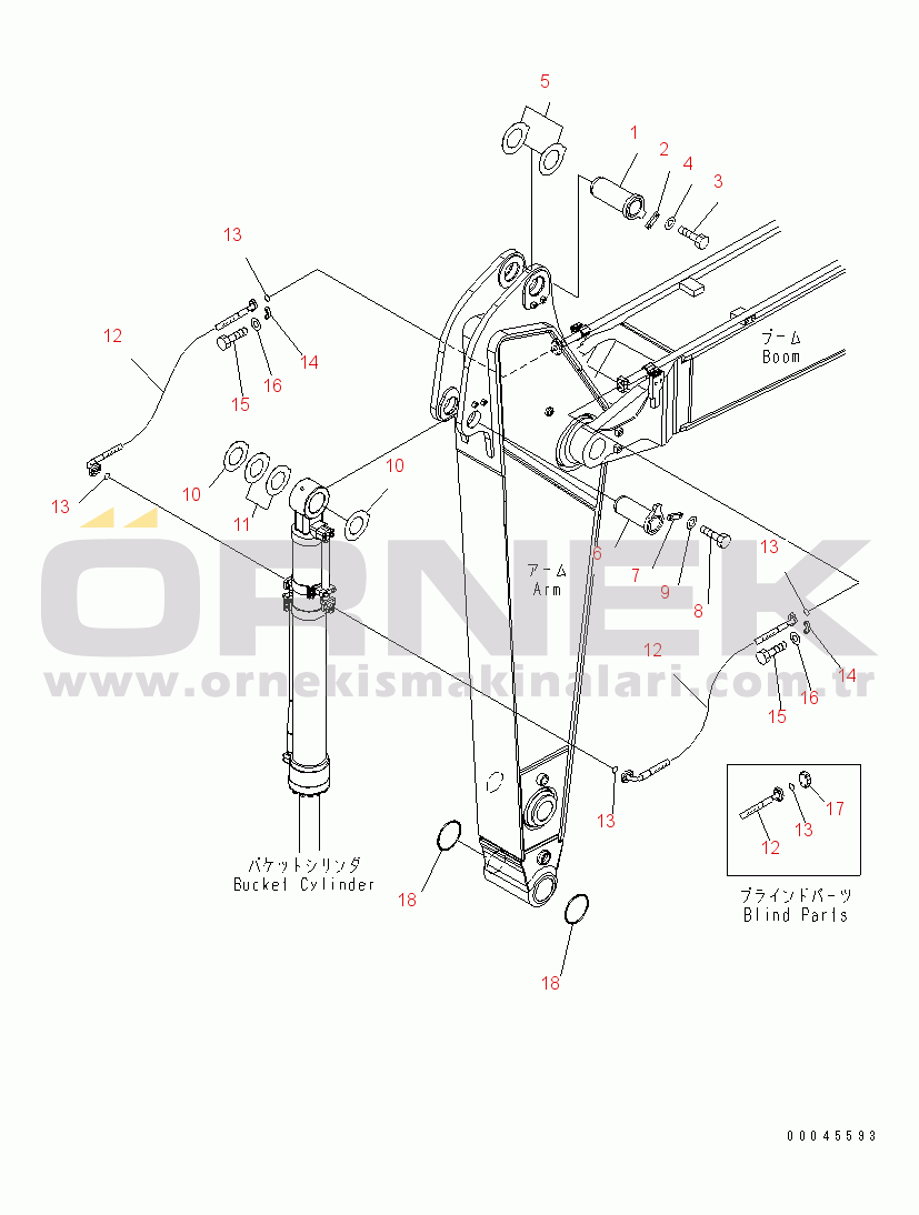 Komatsu PC350LC-8 S/N 60001-60021 ARM (2.2M AND 2.6M) (PIN BUCKET CYLINDER HOSE) (100 HOURS GREASING TYPE)(#60001-)