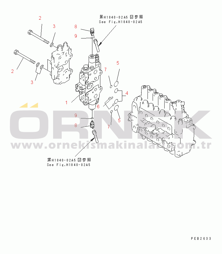 Komatsu PC350LC-6Z S/N 10001-UP MAIN VALVE (ADDITIONAL SERVICE VALVE) (1 ACTUATOR) (KIT)