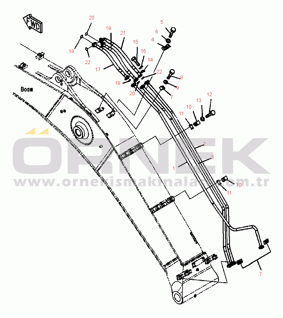 Komatsu PC350LL-7E0 S/N A50001-UP T1110-02H0 BOOM ARM CYLINDER LINE