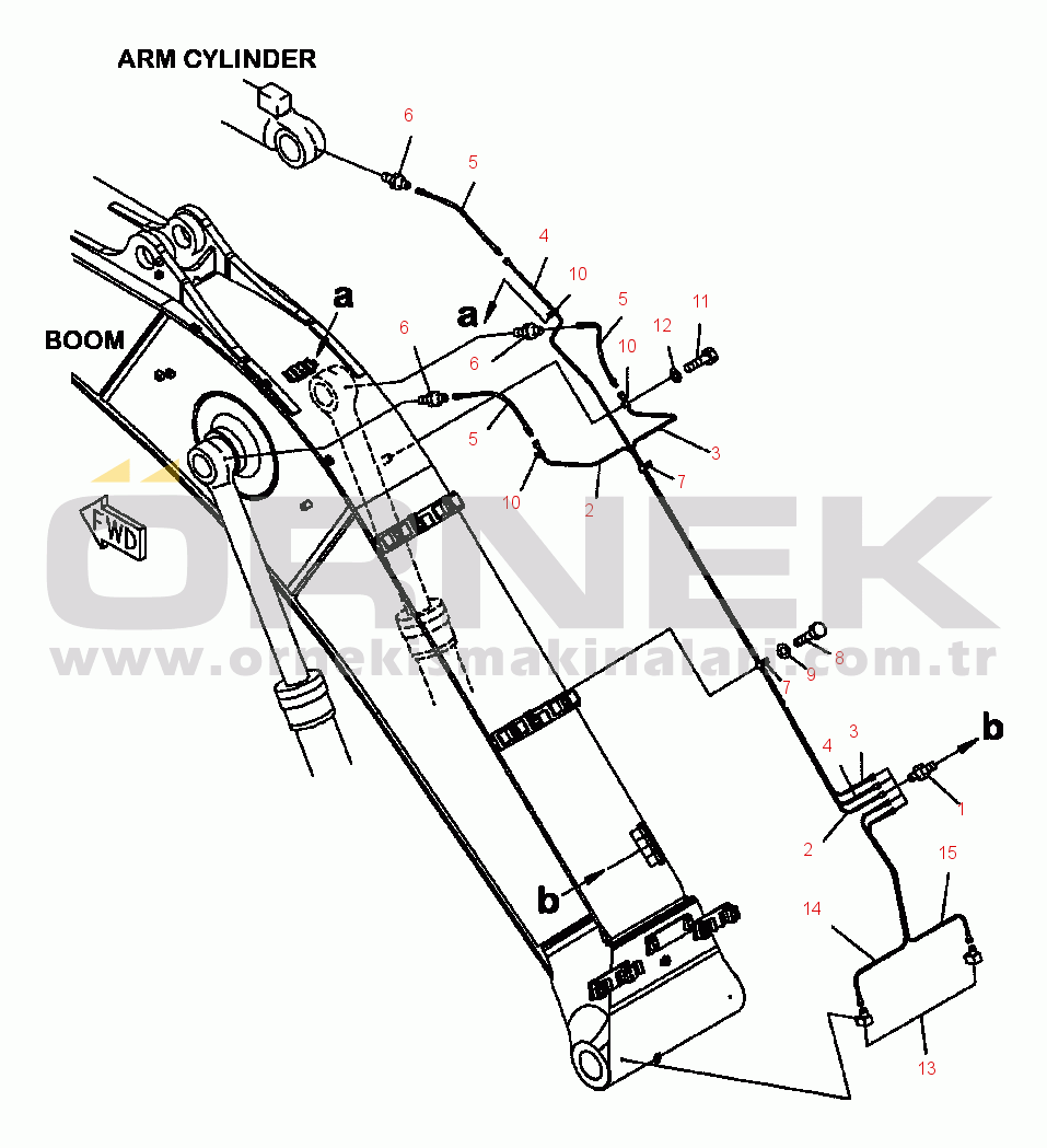 Komatsu PC350LL-7E0 S/N A50001-UP T1110-02H1 BOOM LUBRICATING LINE