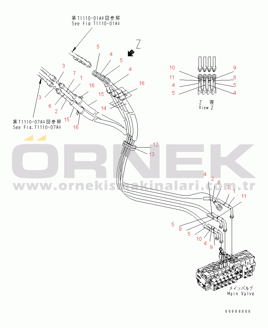 Komatsu PC35MR-3(JPN)-FOR CAB S/N 15001-UP ACTUATOR LINE (BOOM¤ ARM AND BUCKET)
