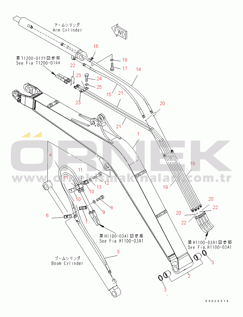 Komatsu PC35MR-2 S/N 5001-UP (FOR CANOPY) BOOM (BOOM AND PIPING) (EXCEPT JAPAN)(#5001-9241)