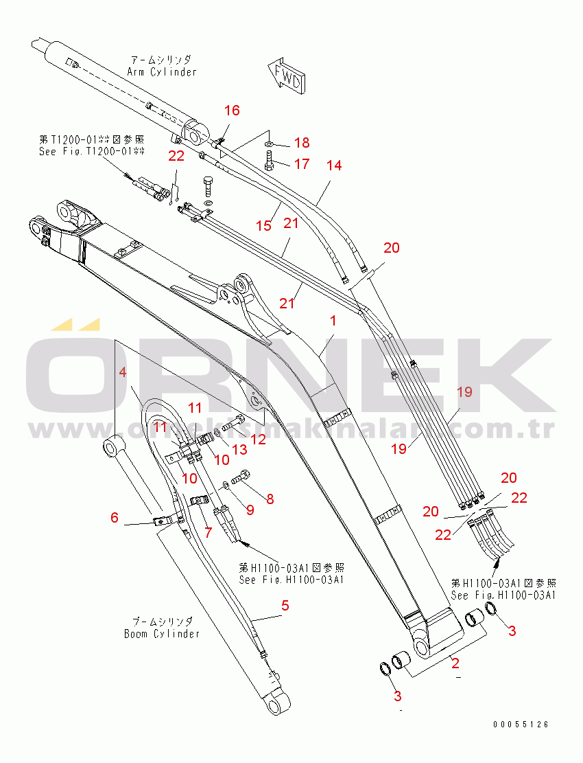 Komatsu PC35MR-2 S/N 5001-UP (FOR CANOPY) BOOM (BOOM AND PIPING) (EXCEPT JAPAN)(#9242-)