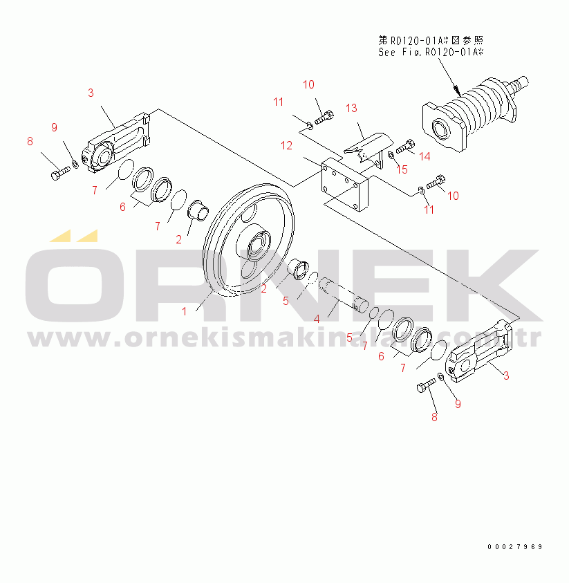 Komatsu PC35MR-2 S/N 5001-UP (FOR CAB) FRONT IDLER