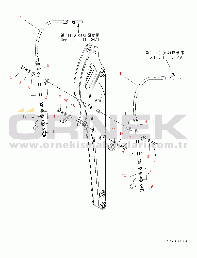 Komatsu PC35MR-2 S/N 5001-UP (FOR CAB) LONG ARM (ADDITIONAL PIPING) (EXCEPT JAPAN)