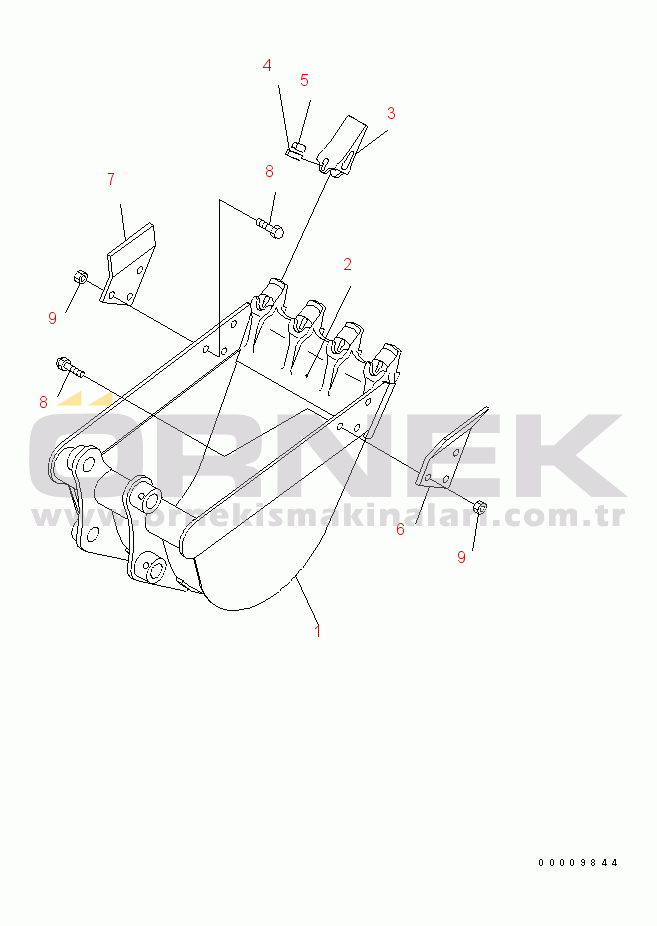 Komatsu PC35MR-2 S/N 5001-UP (FOR CAB) BUCKET¤ 0.09M3 (MINI 0.11M3) 600MM WIDTH