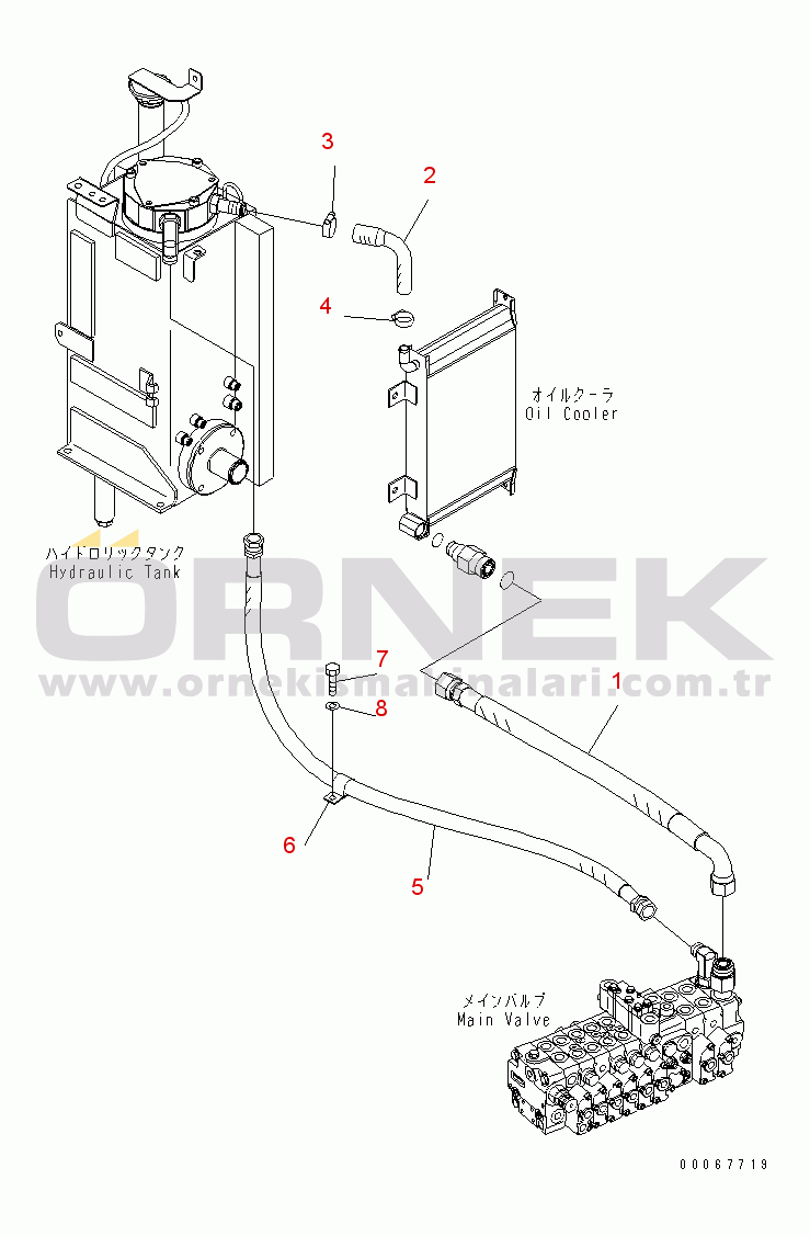 Komatsu PC35MR-3 S/N 15001-16594 (Kuzey Amerika İçin, Cab spec.) RETURN LINE(#15001-)