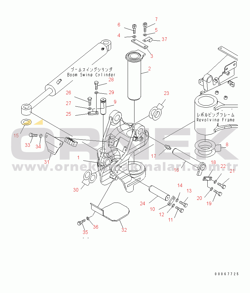Komatsu PC35MR-3 S/N 15001-16594 (Kuzey Amerika İçin, Cab spec.) BOOM SWING BRACKET(#15001-)