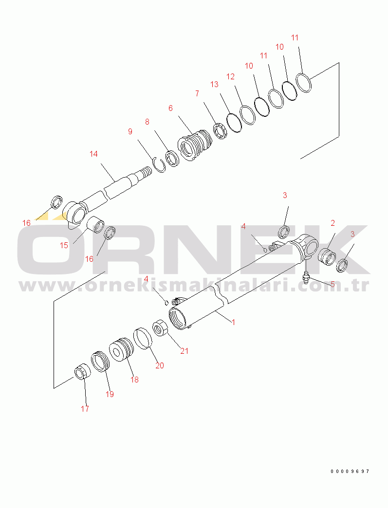 Komatsu PC35MR-3 S/N 15001-16594 (Kuzey Amerika İçin, Cab spec.) BOOM CYLINDER(#15001-)