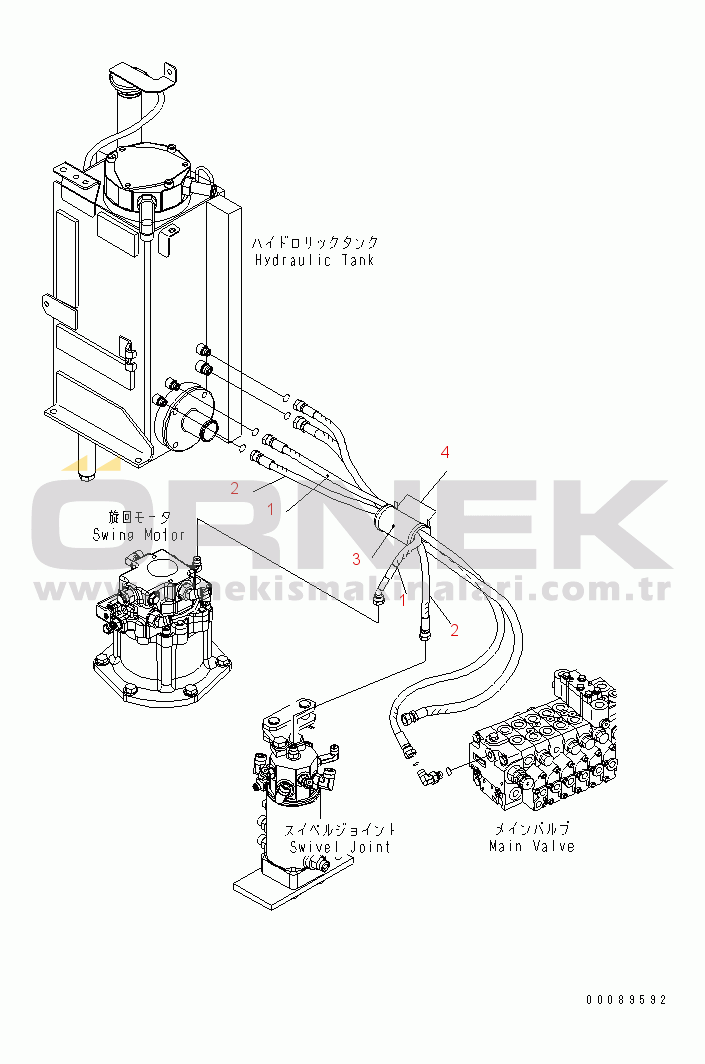 Komatsu PC35MR-3 S/N 15001-16594 (Canopy Spec.) DRAIN LINE(#15001-)