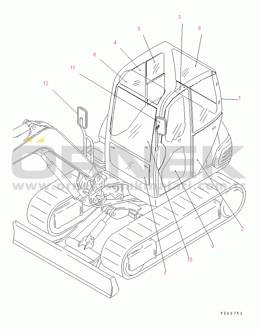 Komatsu PC35R-8 S/N 35001-UP GLASS AND REAR VIEW MIRROR