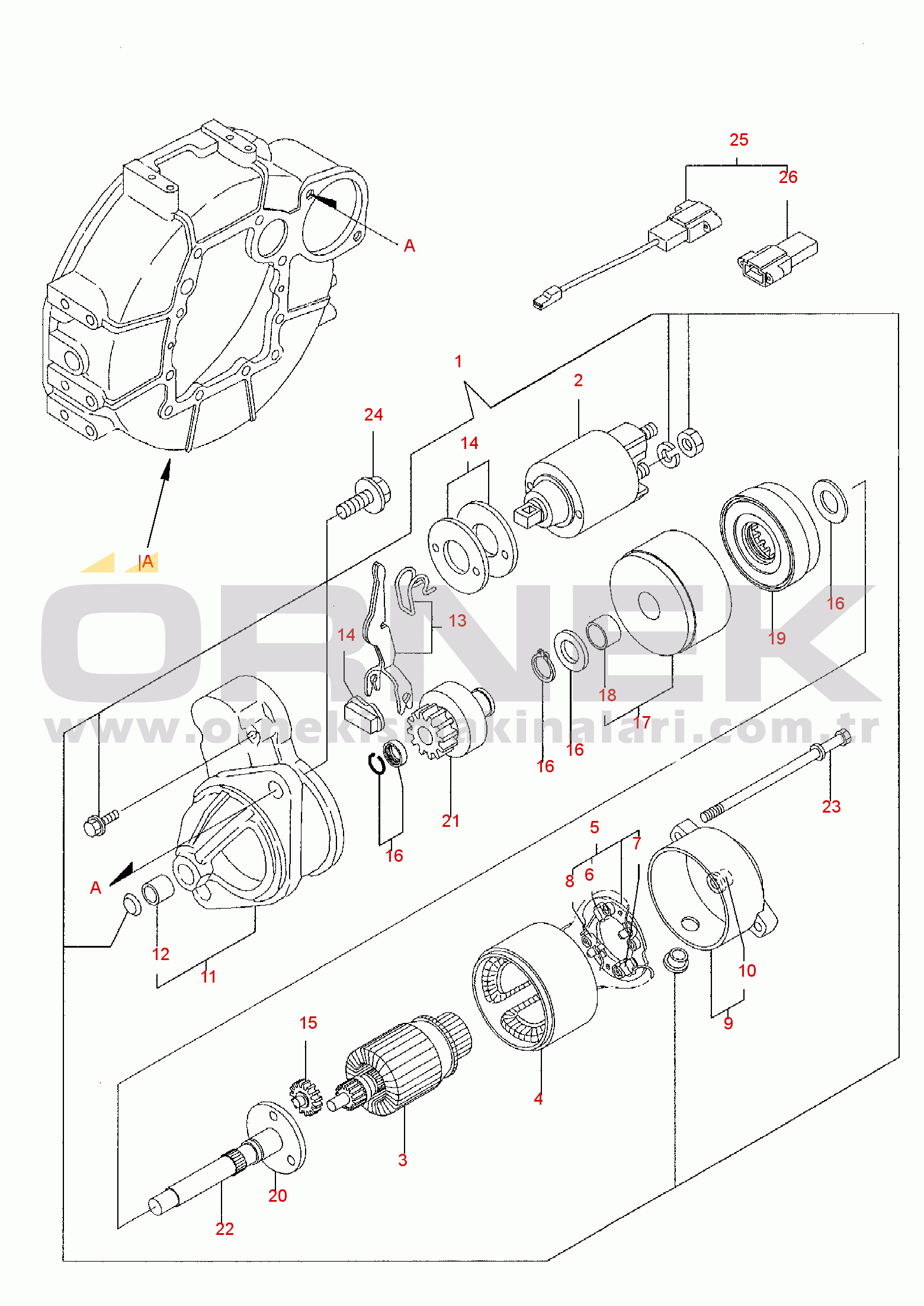 Komatsu PC35R-8 S/N F20001-UP STARTER MOTOR