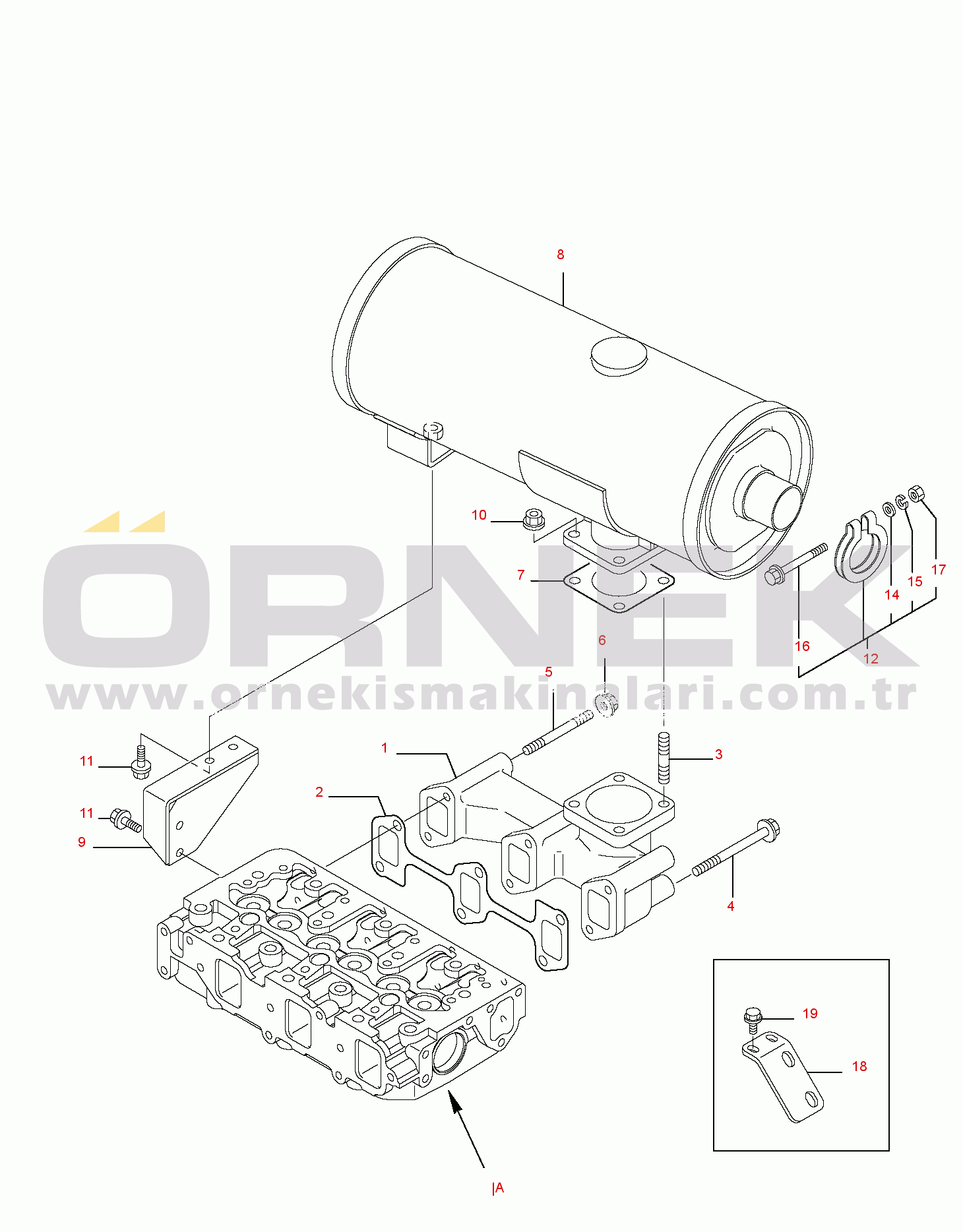 Komatsu PC35R-8 S/N F21701-UP EXHAUST MANIFOLD AND SILENCER