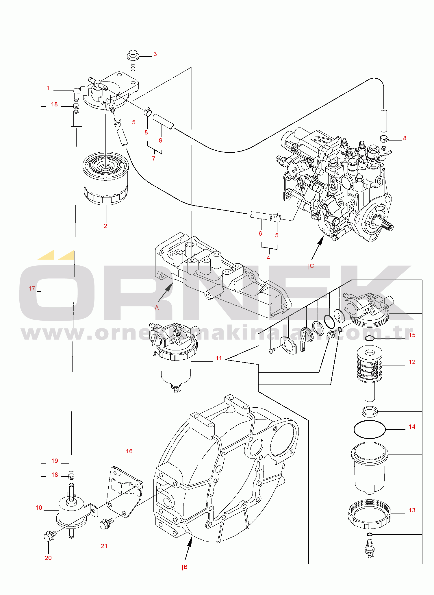 Komatsu PC35R-8 S/N F21701-UP FUEL LINE