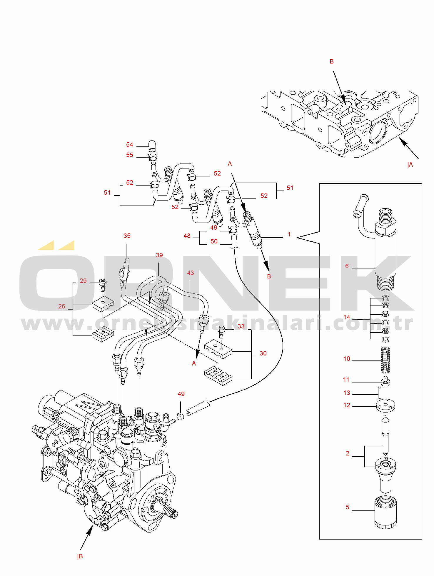 Komatsu PC35R-8 S/N F21701-UP FUEL INJECTION LINE