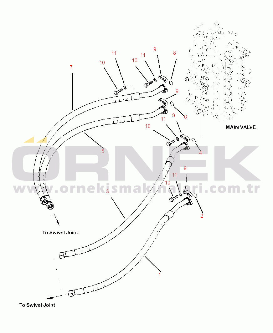 Komatsu PC360LC-10 S/N A32001-UP H1310-01A0 HYDRAULIC PIPING TRAVEL LINE