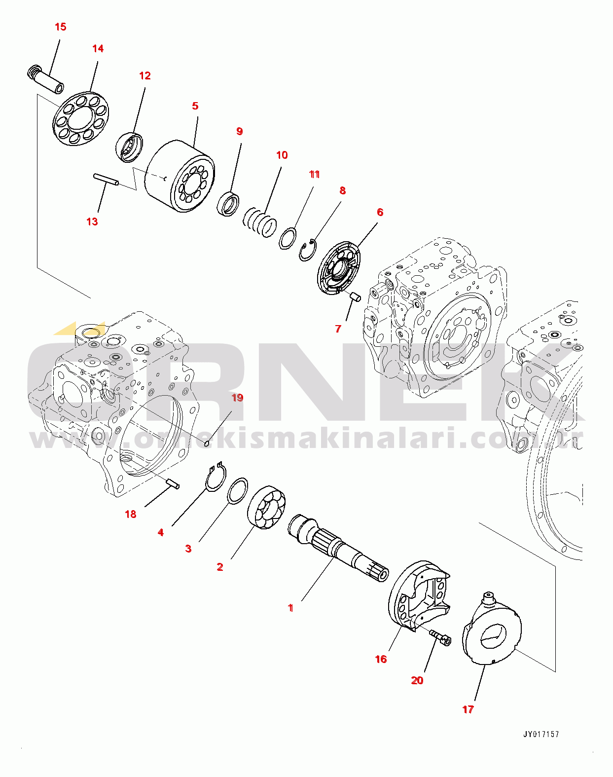 Komatsu PC360LC-10 S/N K60001-UP Main Piston Pump, Inner Parts (7/12) (#K60001-K60073)