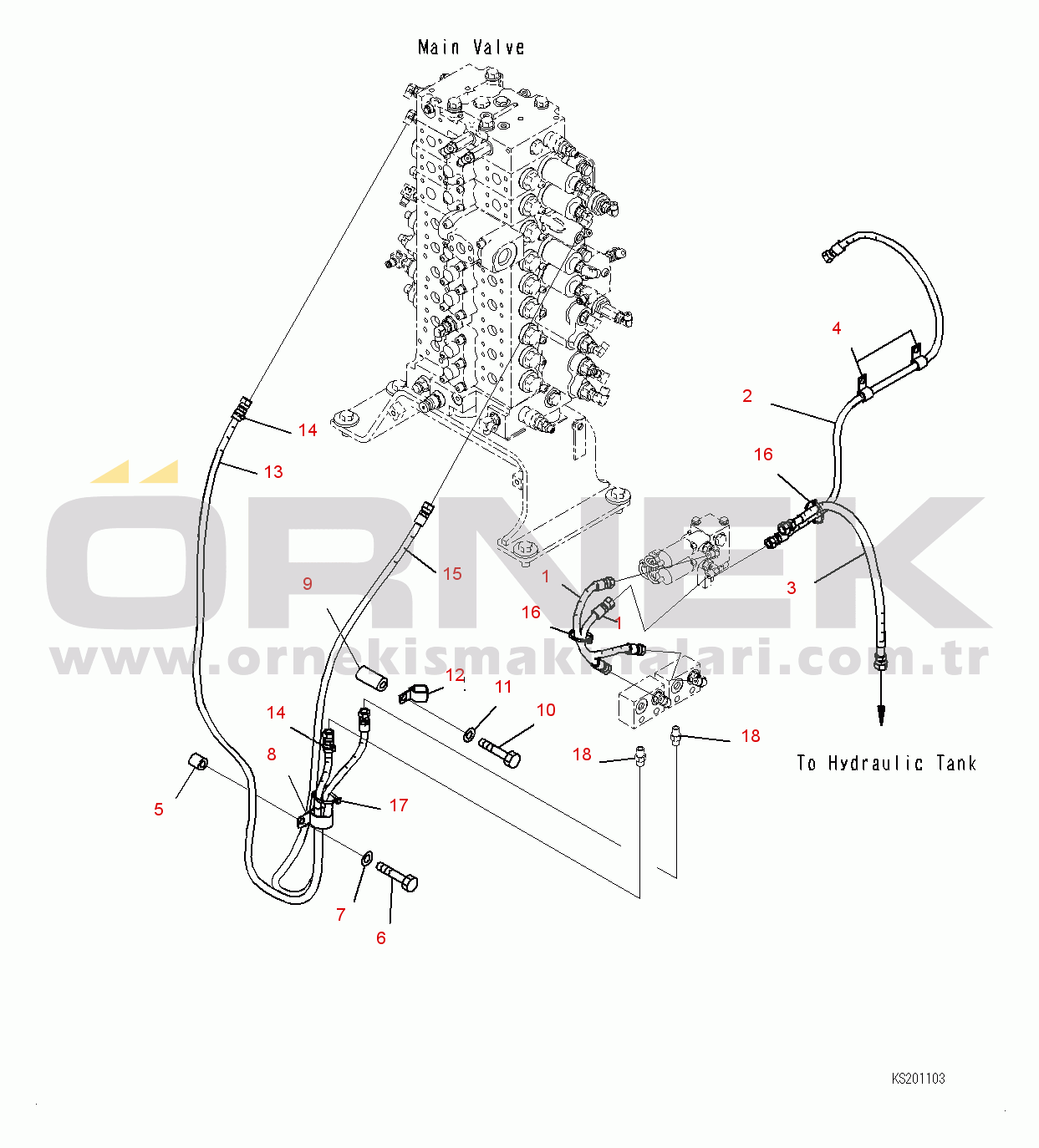Komatsu PC360LC-10 S/N K60001-UP Quick Coupler Piping, Piping