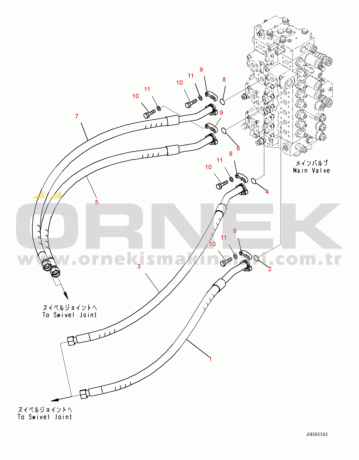 Komatsu PC360LC-10 S/N K60001-UP Travel Piping
