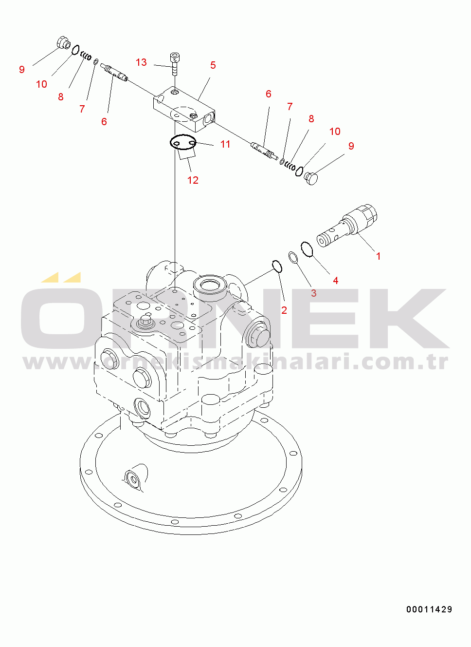 Komatsu PC360LC-10 S/N K60001-UP Swing Machinery, Inner Parts, Swing Motor (3/3)