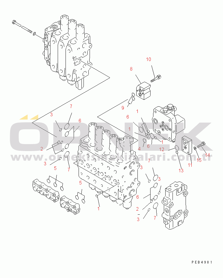 Komatsu PC380LC-6K S/N K30001-UP MAIN VALVE (3-ACTUATOR) (2/17)(#K32001-)
