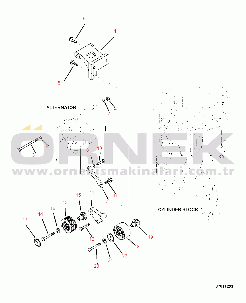 Komatsu PC390LL-10 A50601 & UP AEH20-001001 60 AMP ALTERNATOR MOUNTING