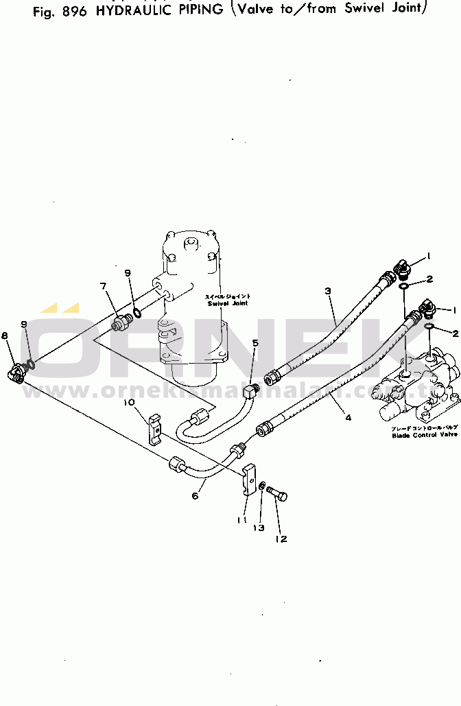 Komatsu PC40-1 S/N 3501-UP HYDRAULIC PIPING (VALVE TO/FROM SWIVEL JOINT)