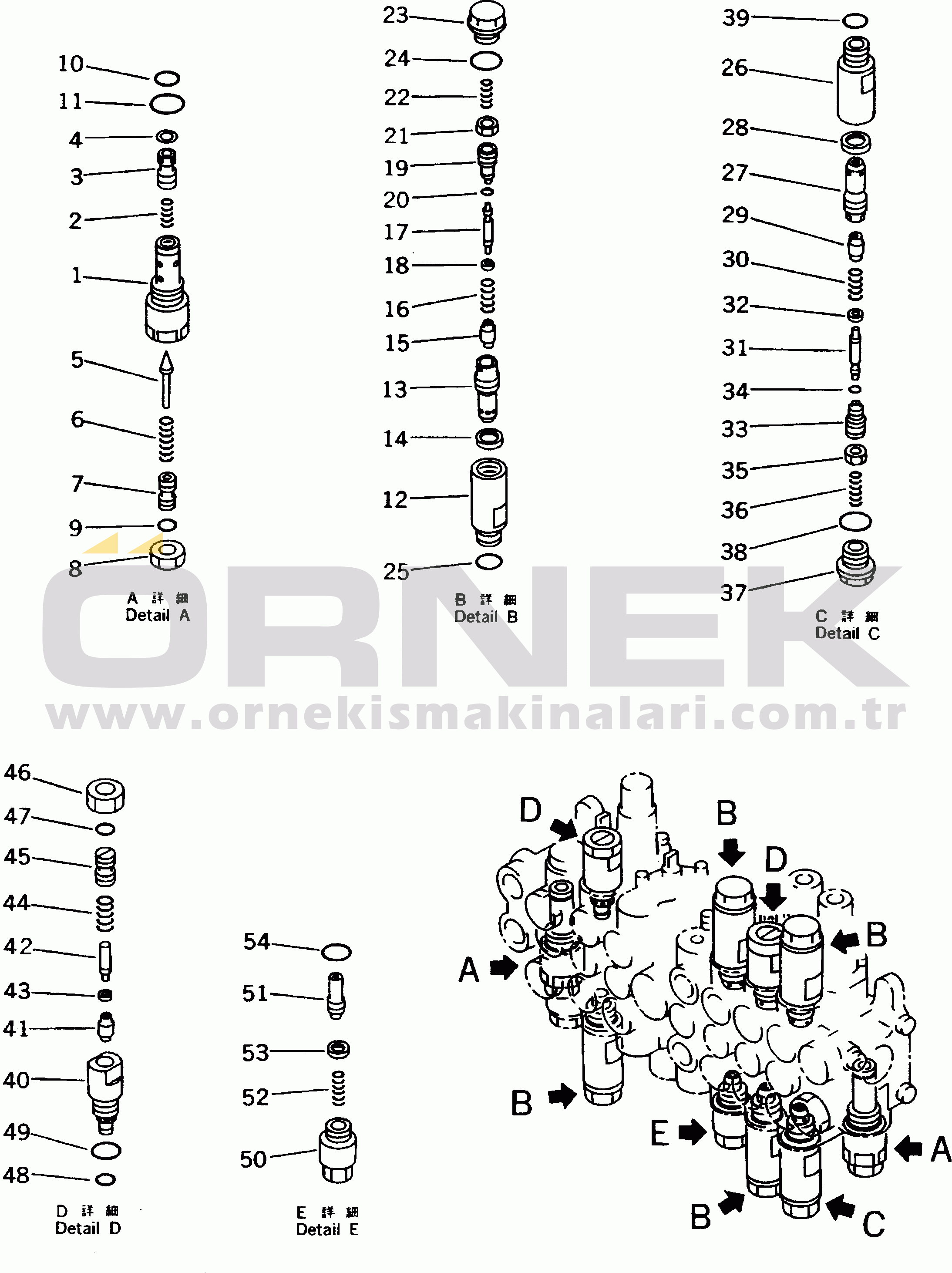 Komatsu PC40-7 S/N 18001-UP HYDRAULIC CONTROL VALVE (7-SPOOL) (3/3)